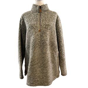 Simply Southern Women's Gray Heavy Sherpa Fleece 1/4 Zip Pullover Jacket XL